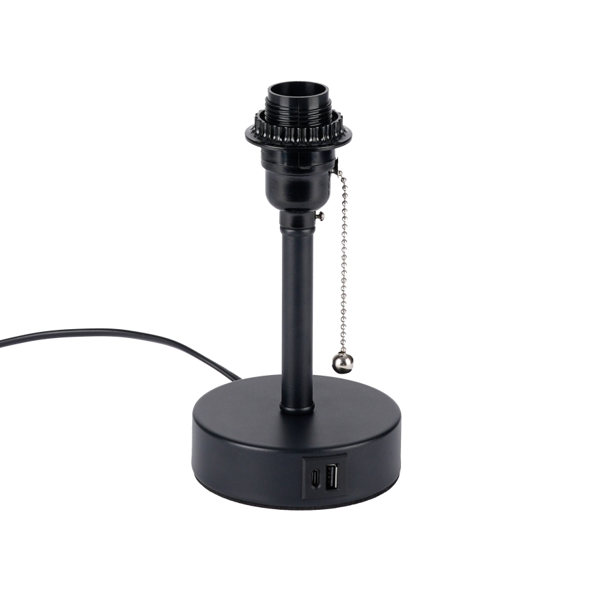 Brilagi - Bordslampa med USB-port TABLON 1xE27/25W/230V svart/beige