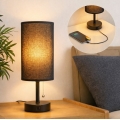 Brilagi - Bordslampa med USB-port TABLON 1xE27/25W/230V svart