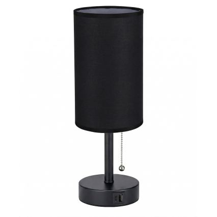 Brilagi - Bordslampa med USB-port TABLON 1xE27/25W/230V svart