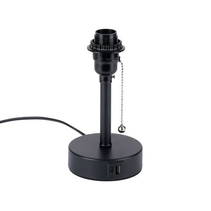 Brilagi - Bordslampa med USB-port TABLON 1xE27/25W/230V svart/vit