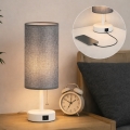 Brilagi - Bordslampa med USB-port TABLON 1xE27/25W/230V vit/grå