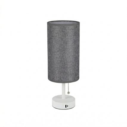 BRILAGI - Bordslampa med USB-port TABLON 1xE27/25W/230V vit/grå