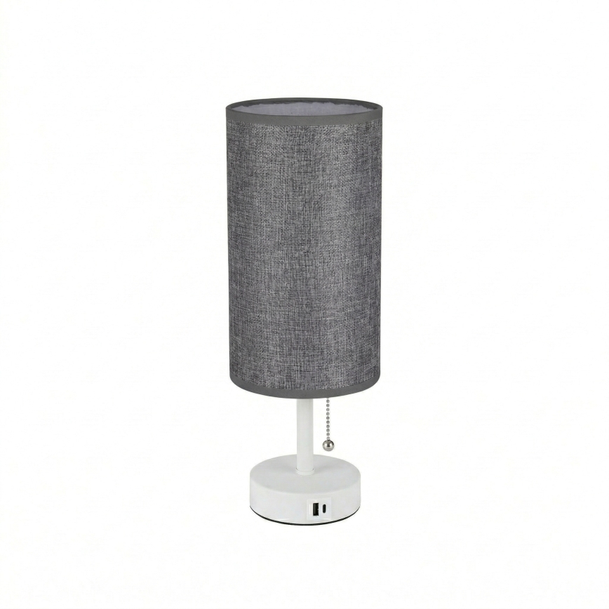 BRILAGI - Bordslampa med USB-port TABLON 1xE27/25W/230V vit/grå