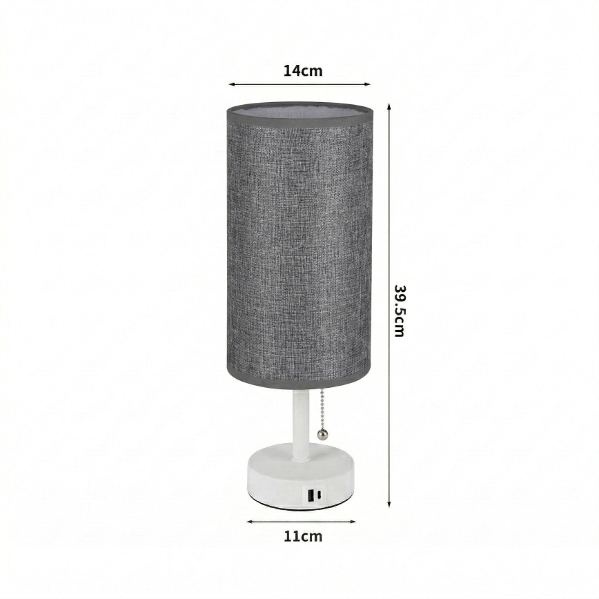 BRILAGI - Bordslampa med USB-port TABLON 1xE27/25W/230V vit/grå