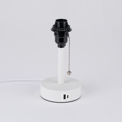 Brilagi - Bordslampa med USB-port TABLON 1xE27/25W/230V vit