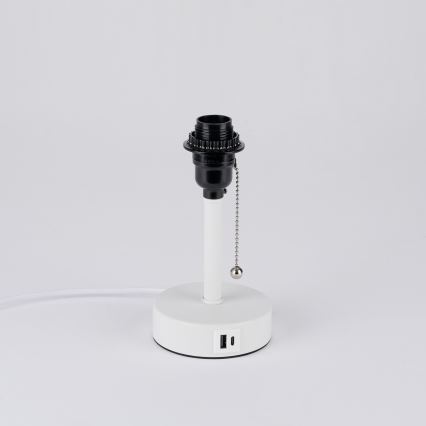 Brilagi - Bordslampa med USB-port TABLON 1xE27/25W/230V vit/krämfärgad
