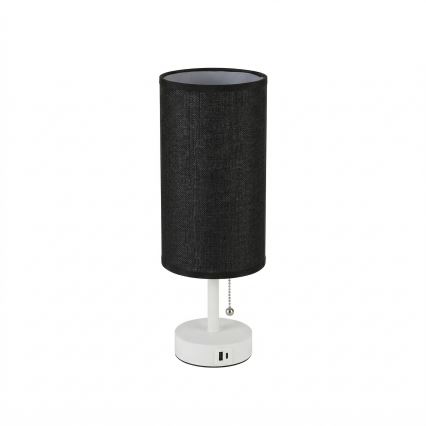 Brilagi - Bordslampa med USB-port TABLON 1xE27/25W/230V vit/svart