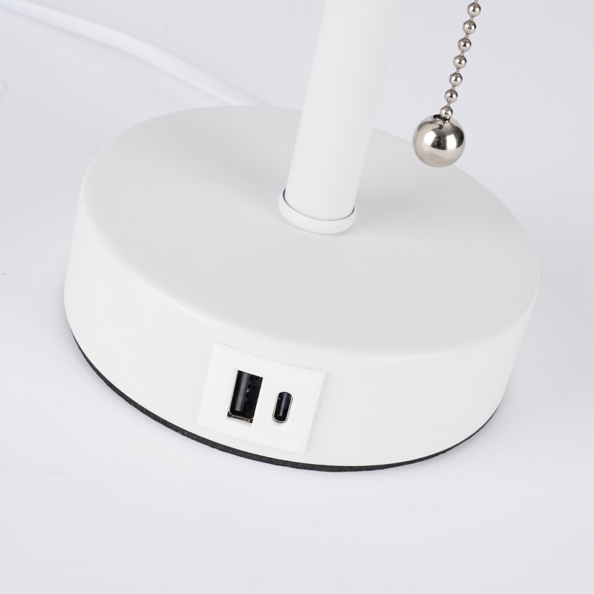 Brilagi - Bordslampa med USB-port TABLON 1xE27/25W/230V vit/svart