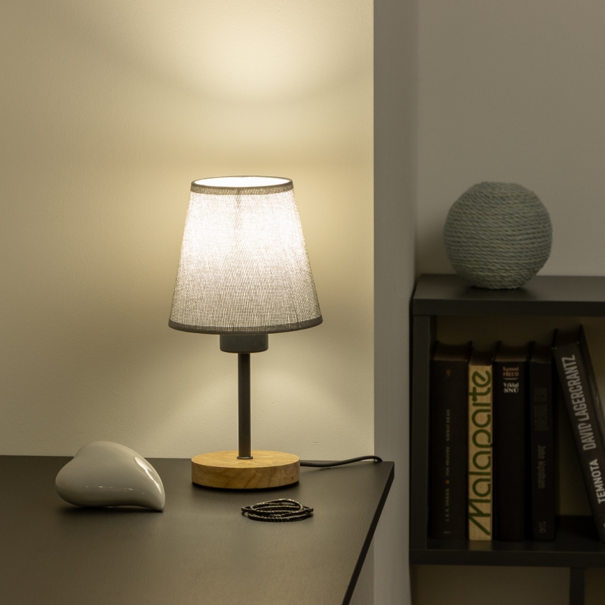 Brilagi - Bordslampa NUBILA WOOD 1xE27/25W/230V ek/grå