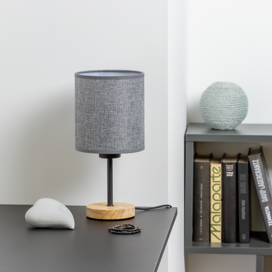 Brilagi - Bordslampa NUBILA WOOD 1xE27/25W/230V ek/grå