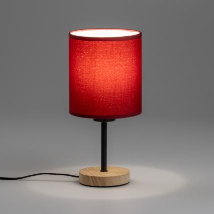 Brilagi - Bordslampa NUBILA WOOD 1xE27/25W/230V ek/Pompejan röd