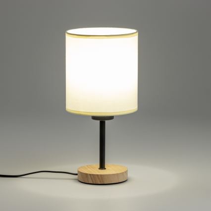 Brilagi - Bordslampa NUBILA WOOD 1xE27/25W/230V ek/svart/grädde