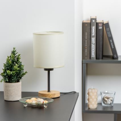 Brilagi - Bordslampa NUBILA WOOD 1xE27/25W/230V ek/svart/grädde