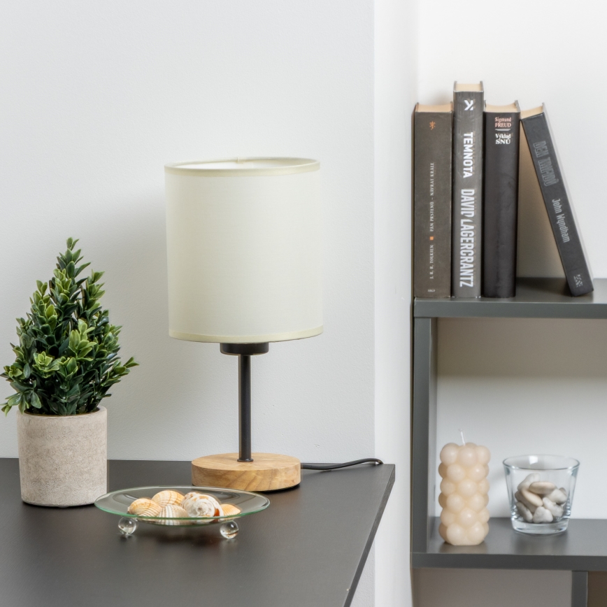 Brilagi - Bordslampa NUBILA WOOD 1xE27/25W/230V ek/svart/grädde