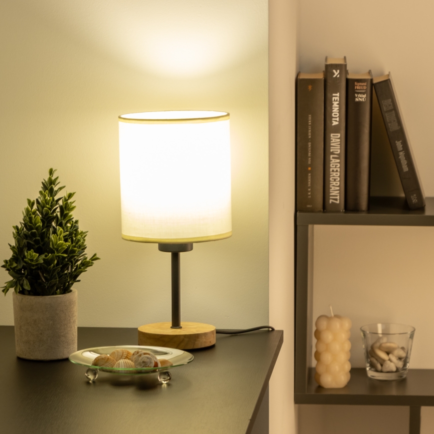 Brilagi - Bordslampa NUBILA WOOD 1xE27/25W/230V ek/svart/grädde