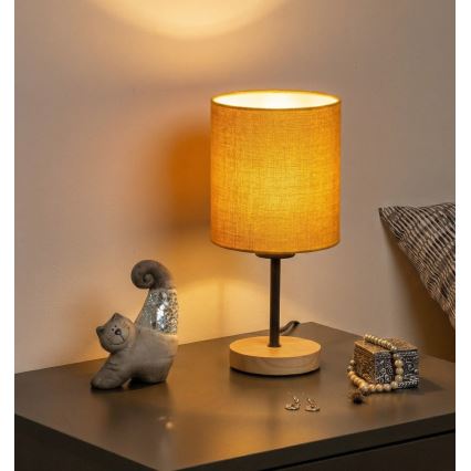 Brilagi - Bordslampa NUBILA WOOD 1xE27/25W/230V ek/svart/gul