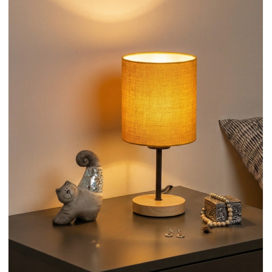 Brilagi - Bordslampa NUBILA WOOD 1xE27/25W/230V ek/svart/gul