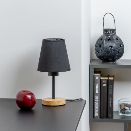 Brilagi - Bordslampa NUBILA WOOD 1xE27/25W/230V ek/svart