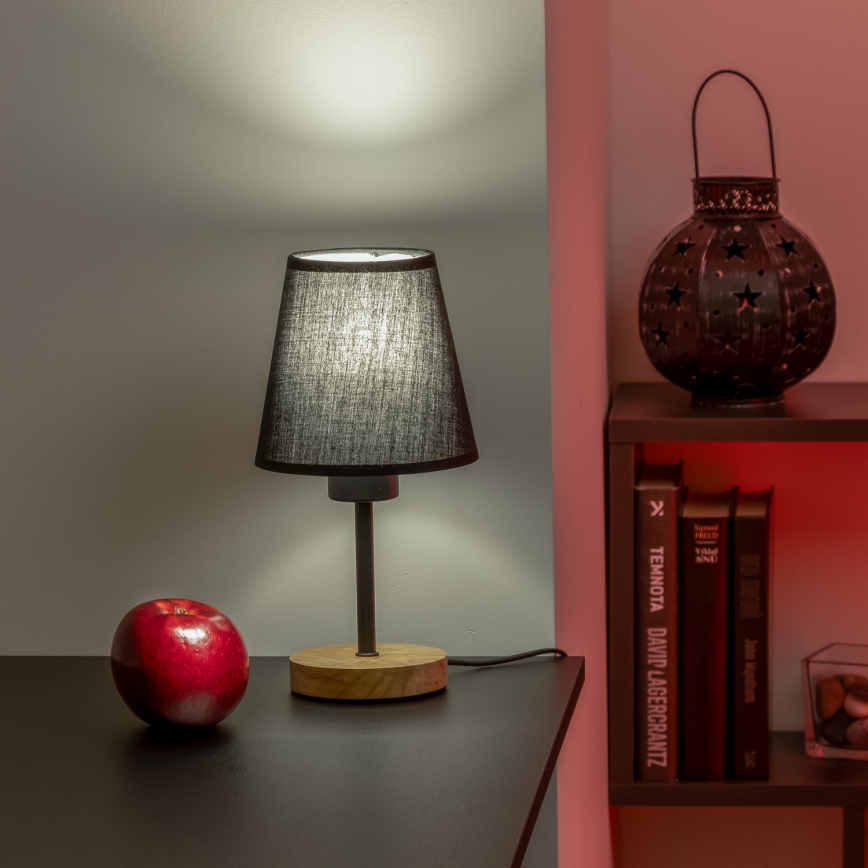 Brilagi - Bordslampa NUBILA WOOD 1xE27/25W/230V ek/svart