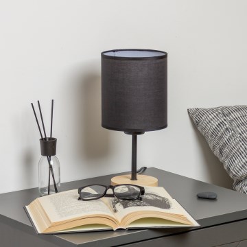 Brilagi - Bordslampa NUBILA WOOD 1xE27/25W/230V ek/svart