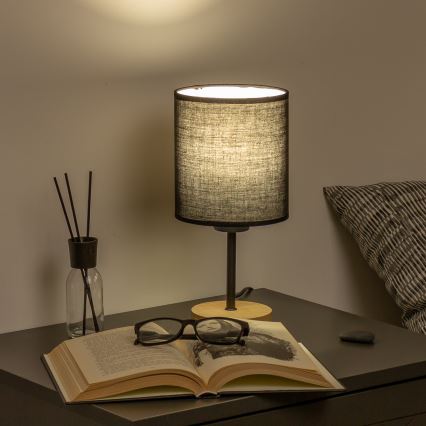 Brilagi - Bordslampa NUBILA WOOD 1xE27/25W/230V ek/svart