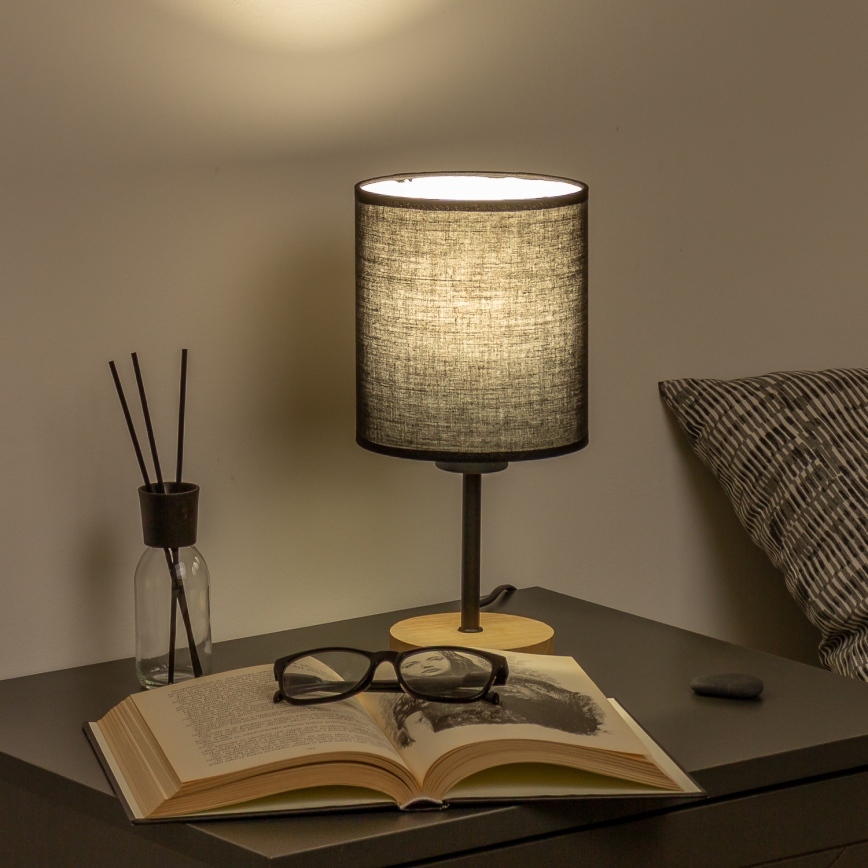 Brilagi - Bordslampa NUBILA WOOD 1xE27/25W/230V ek/svart