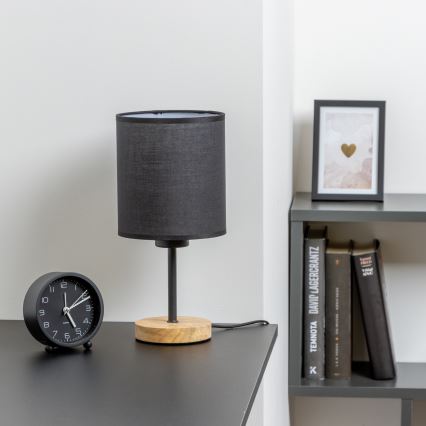 Brilagi - Bordslampa NUBILA WOOD 1xE27/25W/230V ek/svart