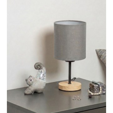 Brilagi - Bordslampa NUBILA WOOD 1xE27/25W/230V ek/svart/ljusgrå