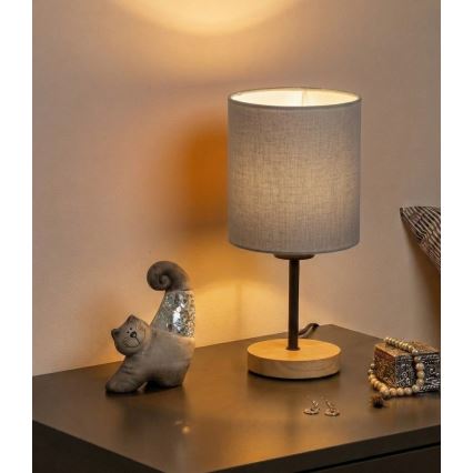 Brilagi - Bordslampa NUBILA WOOD 1xE27/25W/230V ek/svart/ljusgrå