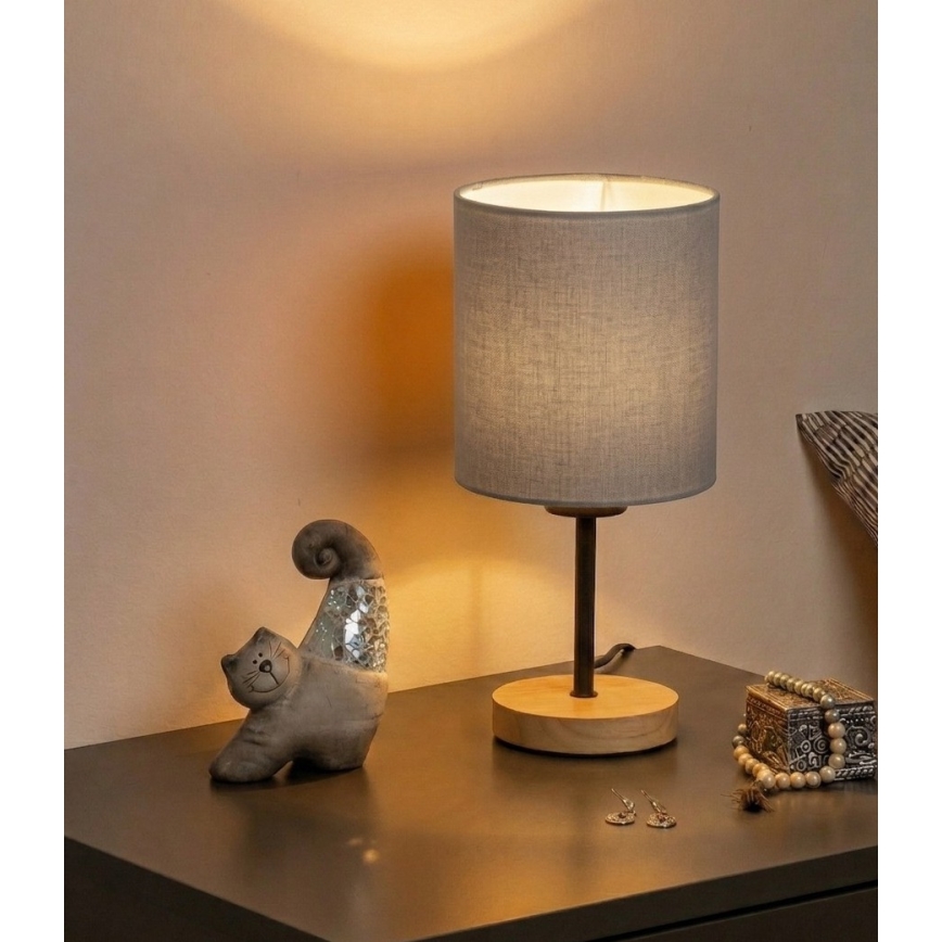 Brilagi - Bordslampa NUBILA WOOD 1xE27/25W/230V ek/svart/ljusgrå