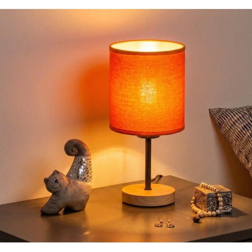 Brilagi - Bordslampa NUBILA WOOD 1xE27/25W/230V ek/svart/orange