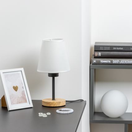 Brilagi - Bordslampa NUBILA WOOD 1xE27/25W/230V ek/vit