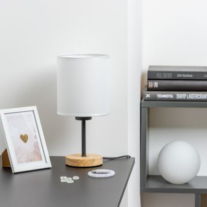 Brilagi - Bordslampa NUBILA WOOD 1xE27/25W/230V ek/vit