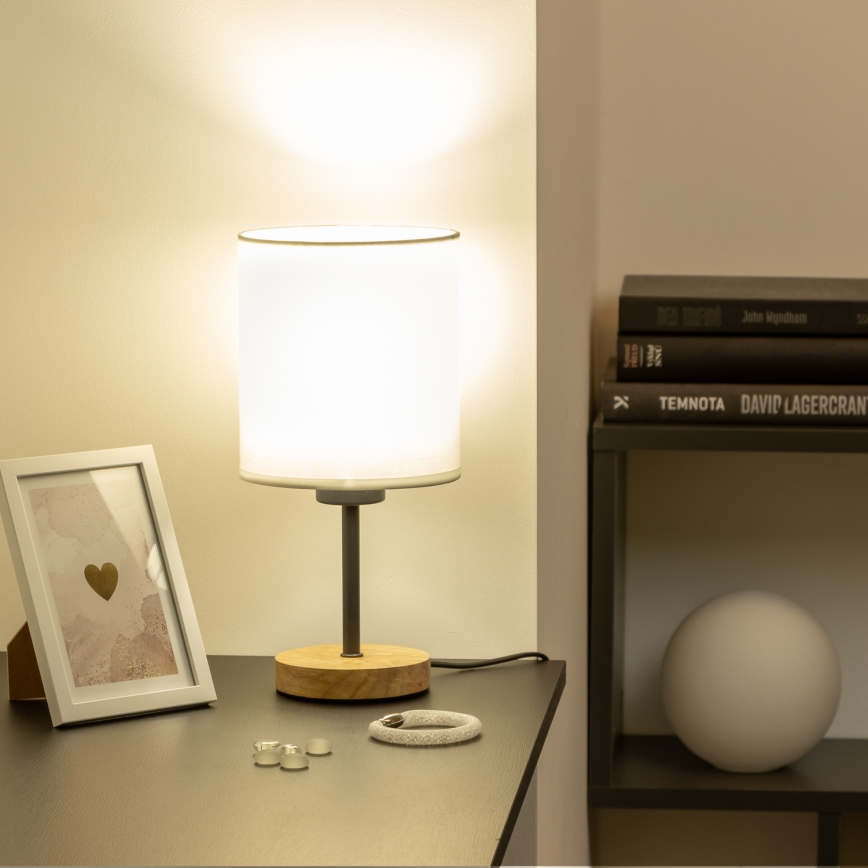 Brilagi - Bordslampa NUBILA WOOD 1xE27/25W/230V ek/vit