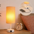 Brilagi - Bordslampa TABLON med USB-port 1xE27/25W/230V vit/beige