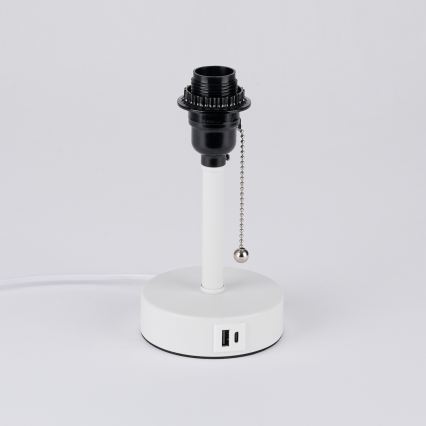 Brilagi - Bordslampa TABLON med USB-port 1xE27/25W/230V vit/beige