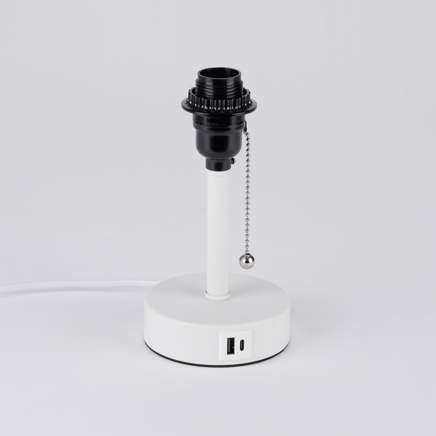 Brilagi - Bordslampa TABLON med USB-port 1xE27/25W/230V vit/beige