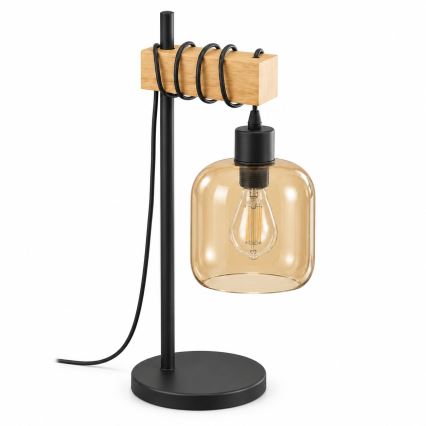 BRILAGI - Bordslampa WOOD GLASS 1xE27/40W/230V brun/svart/rökbrun