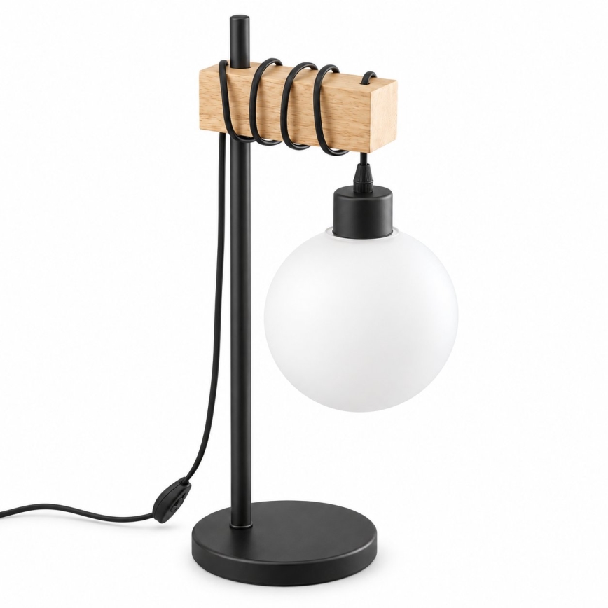 BRILAGI - Bordslampa WOOD GLASS 1xE27/40W/230V brun/svart/vit