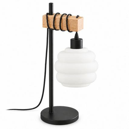 BRILAGI - Bordslampa WOOD GLASS 1xE27/40W/230V brun/svart/vit