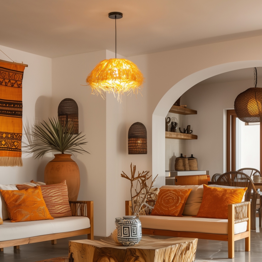 Brilagi - CERIA BOHO LED-pendellampa på sladd 1xE27/40W/230V Ø 40 cm, i raffia