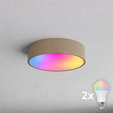 BRILAGI - CLARE LED RGBW dimbar taklampa 2xE27/12W/230V 2700-6500K Ø 30 cm beige
