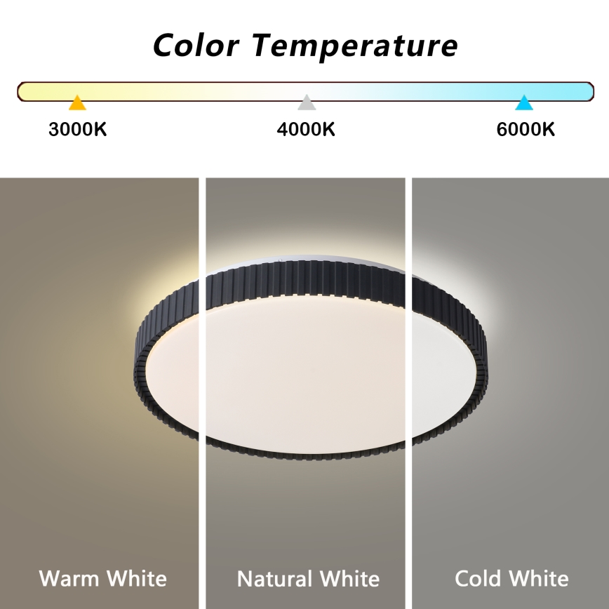 Brilagi - Dimbart LED-taklampa CORVO LED/72W/230V 3000-6000K svart Ø 50 cm + fjärrkontroll