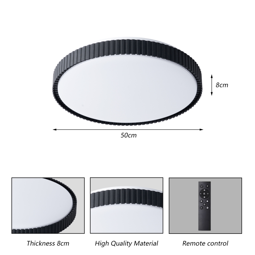 Brilagi - Dimbart LED-taklampa CORVO LED/72W/230V 3000-6000K svart Ø 50 cm + fjärrkontroll