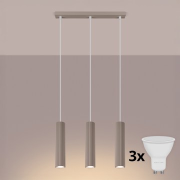 Brilagi - CRESTO LED-pendellampa på vajer 3xGU10/10W/230V taupe