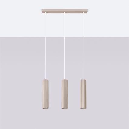 Brilagi - CRESTO LED-pendellampa på vajer 3xGU10/10W/230V taupe