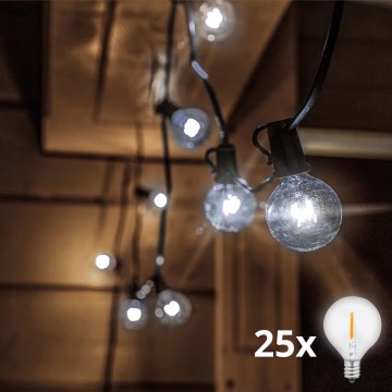 Brilagi - Dekorativ LED utomhusljusslinga GIRLANDA 25xE12/0,8W/230V 20m IP44 kallvit