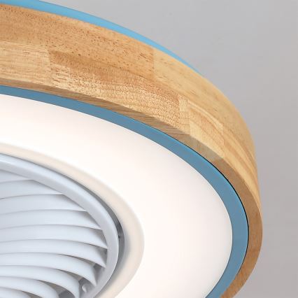 Brilagi - dimmerbar LED-taklampa med fläkt LED/38W/230V 3000-6500K Ø 50 cm blå/ek + fjärrkontroll