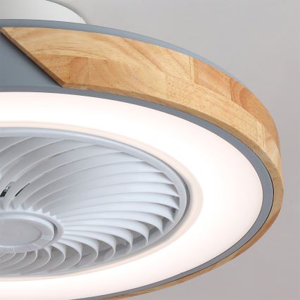 Brilagi - LED dimbar taklampa med fläkt LED/38W/230V 3000-6500K 3000-6500K Ø 50 cm grå/ek + fjärrkontroll