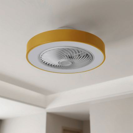 Brilagi - LED dimbar taklampa med fläkt LED/38W/230V 3000-6500K 3000-6500K Ø 50 cm guld + fjärrkontroll